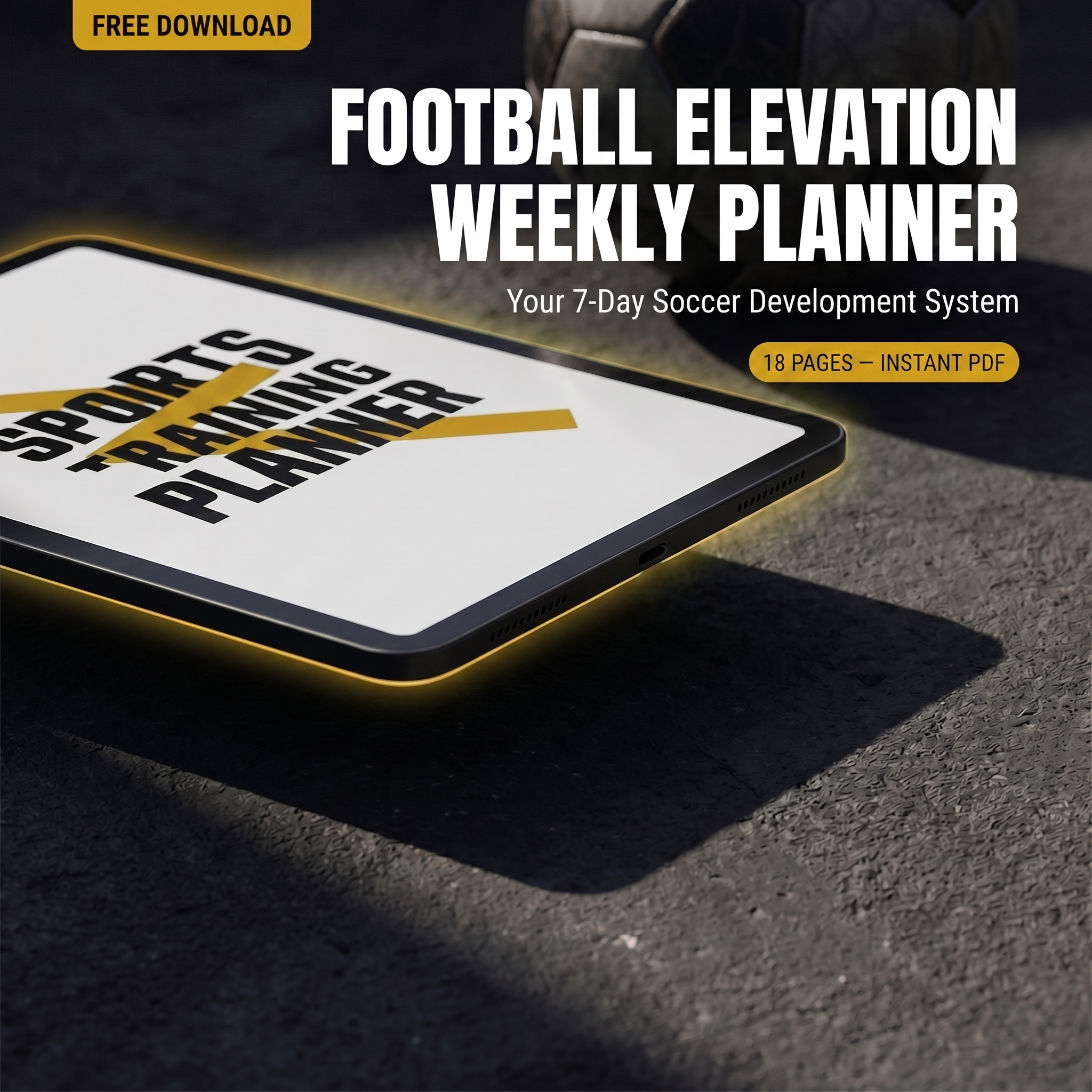 Football Elevation Weekly Planner cover on a tablet